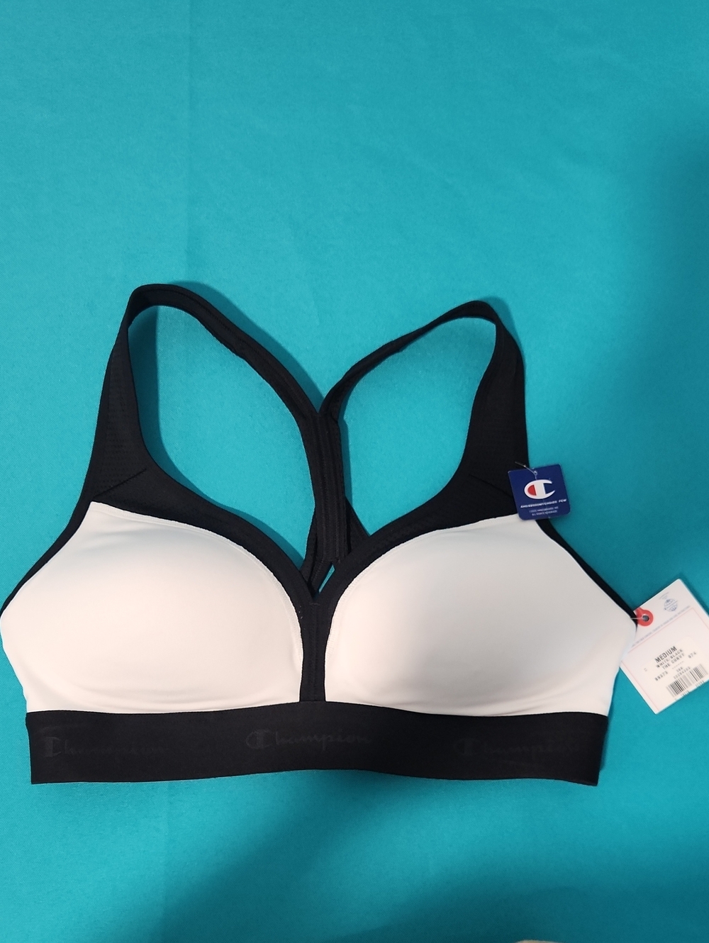Champion Black & White Racerback Padded Sports Bra